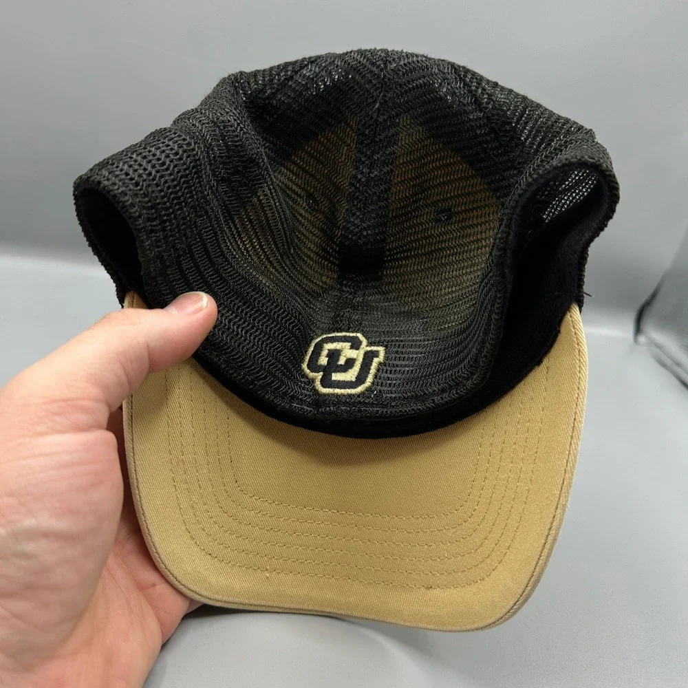 47 Brand Colorado Buffaloes CU Trucker Hat Khaki Black Stretch Fit Cap S-M